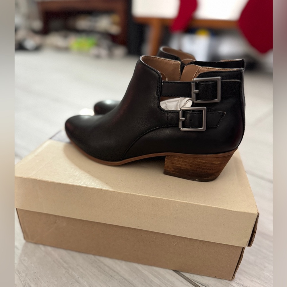 Clarks Black Spye Astro Ankle Boots with Double Buckle